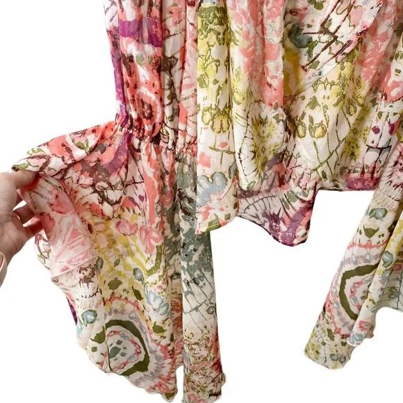 NWT Live 4 Truth Floral Boho Hippie Bell Sleeves Cropped Off Shoulder Flowy XS - Picture 12 of 15